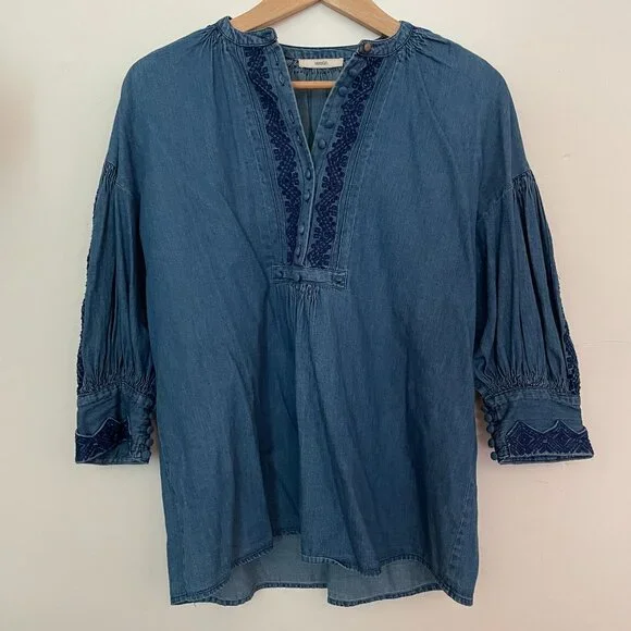 Sessùn Mahesha Embroidered Denim Blouse - Picture 3 of 7